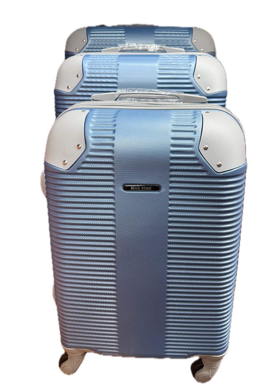 Blue Star 3-Piece Hard Shell Luggage Set – Lightweight ABS with 4-Wheel Spinner